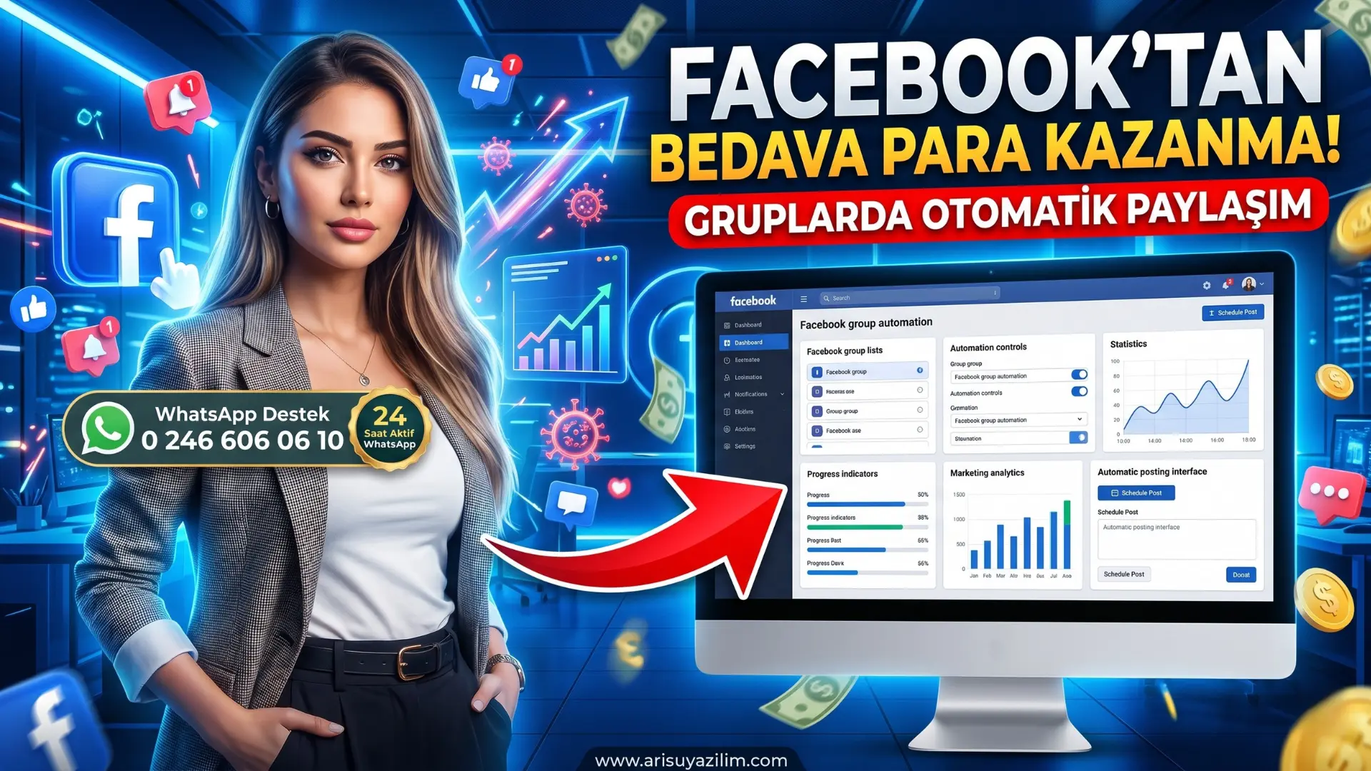 Arısu Facebook Grup Paylaşım Programı Ana Ekran Görüntüsü